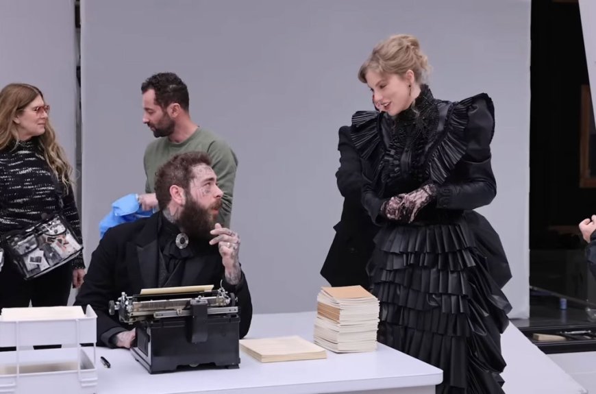 Watch Post Malone Freak Out Over How Typewriters Work in Taylor Swift’s ‘Fortnight’ Behind-the-Scenes Video